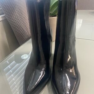Black Patent Leather Ankle Boots